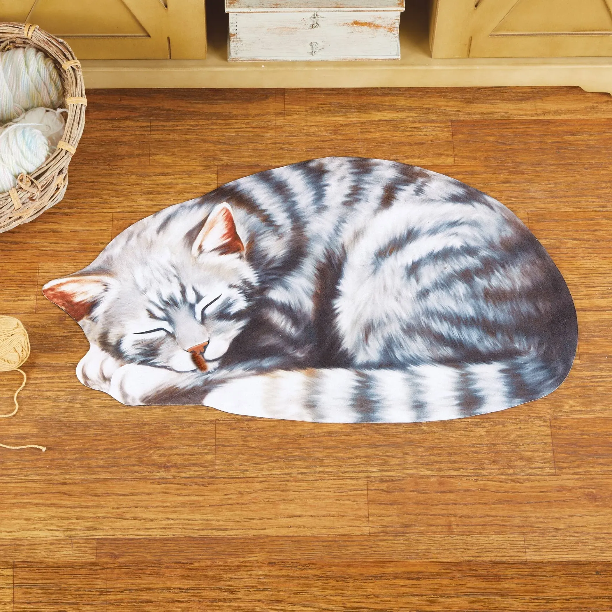 Collections Etc Napping Cat Shaped Accent Rug