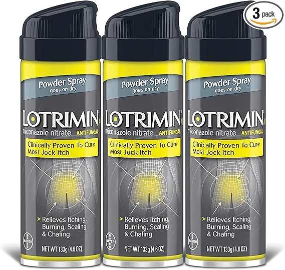 Lotrimin AF Jock Itch Antifungal Powder Spray, Miconazole Nitrate 2% - Antifungal Treatment of Most Jock Itch, 4.6 Ounces (133 Grams) Spray Can (Pack of 3)