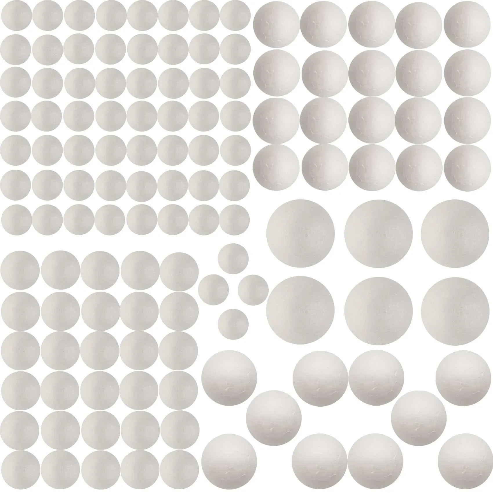 126 Pack Craft Foam Balls, 5 Sizes Including 1-2.4 Inches, Polystyrene Smooth RO