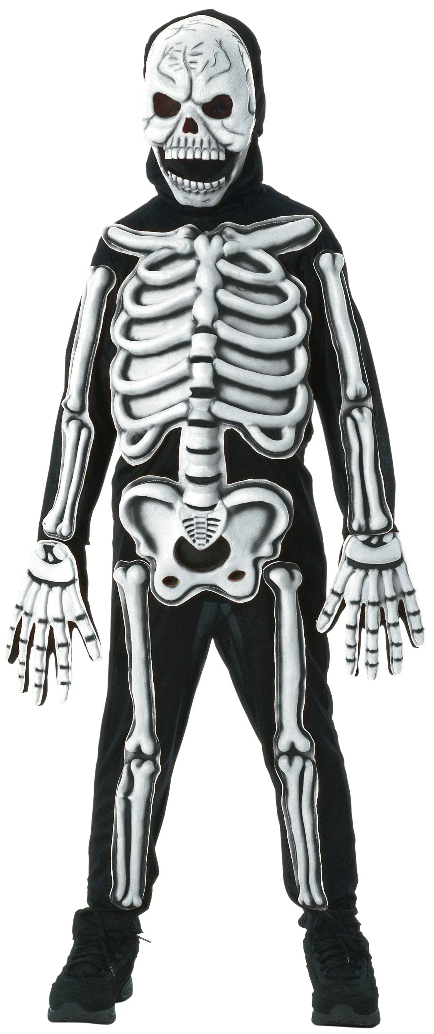 SOMSOC Halloween Children Skeleton Onesie Costume Halloween Glowing Skeleton Kids Gloves Glow In the Dark Skeleton Jumpsuit