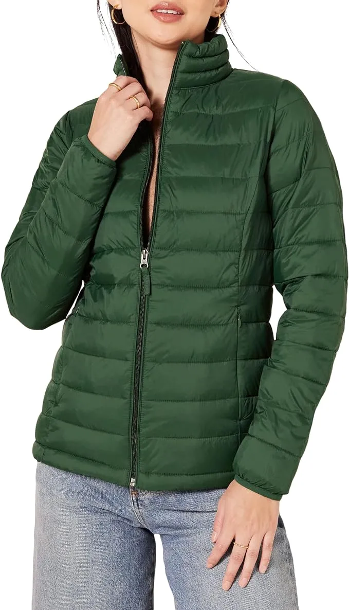 Amazon Essentials Women's Lightweight Long-Sleeve Water-Resistant Packable Puffer Jacket