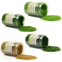 CFA4 4 x 300ml Mixed 12mm Static Grass Terrain Powder Green Fake Grass Fairy Garden Miniatures Landscape Artificial Sand Table Model Railway Layout