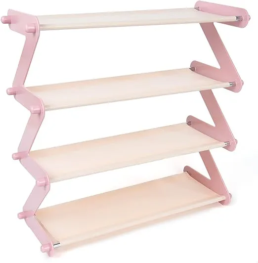 Toddler shoe rack, Light Pink kids shoe rack-Can hold 8-12 pairs Baby Shoes, Simple Installation, for Entryway/Hallway/Bedroom/Bathroom.