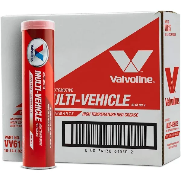 Valvoline Multi-Vehicle High Temperature Red Grease 14.1 OZ Cartridge, Case of 10