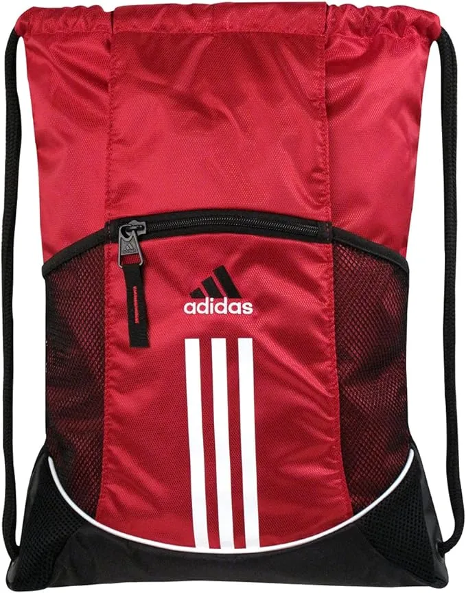 adidas Alliance Sackpack (12L) Lightweight Athletic Small Drawstring Team Sports Workout Bag, Black, One Size