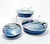 OrGREENiC Set of 3 Hammered Fry Pan Set with Glass Lids