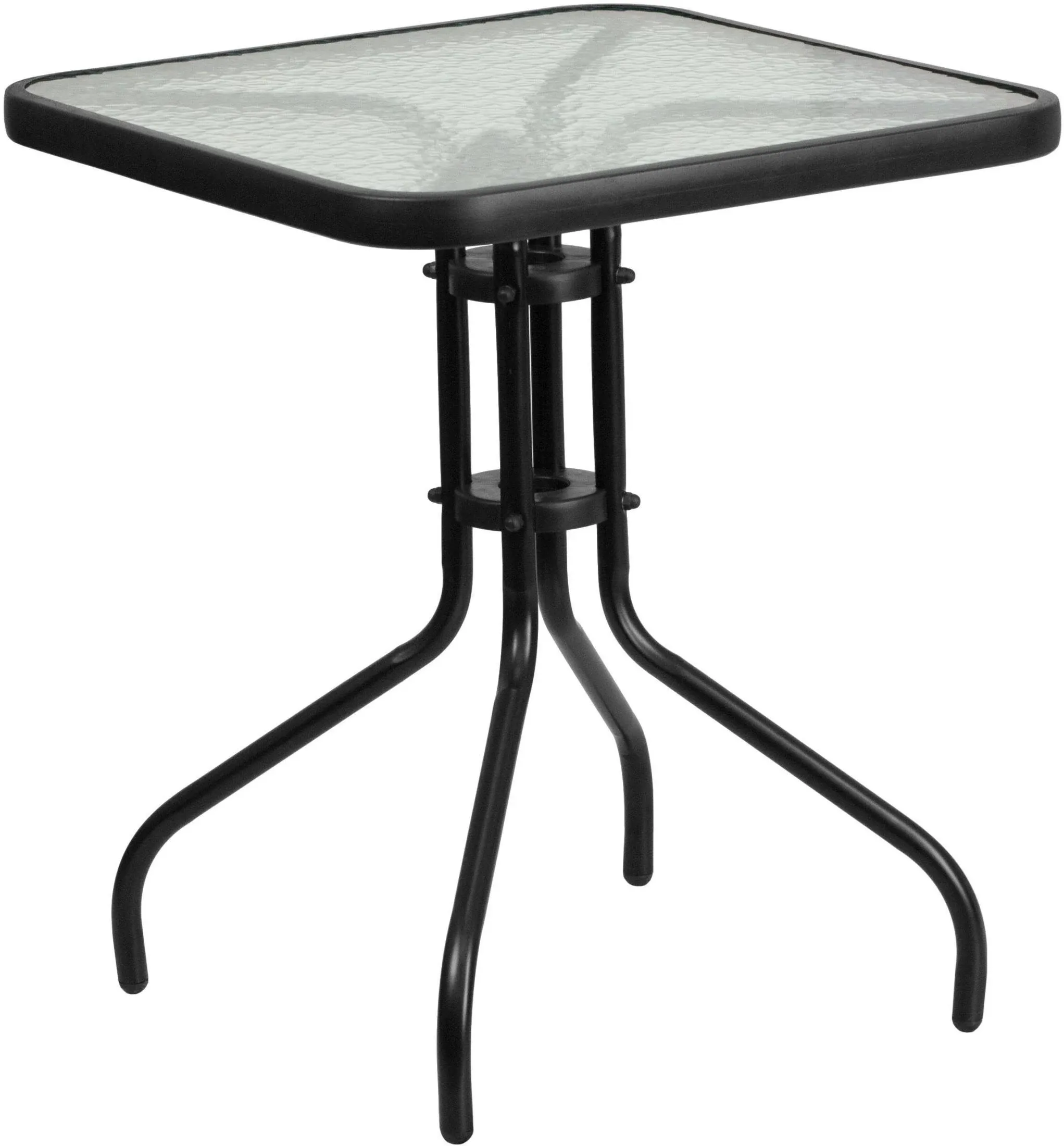 Flash Furniture Square Tempered Glass Metal Table 23.5' Black