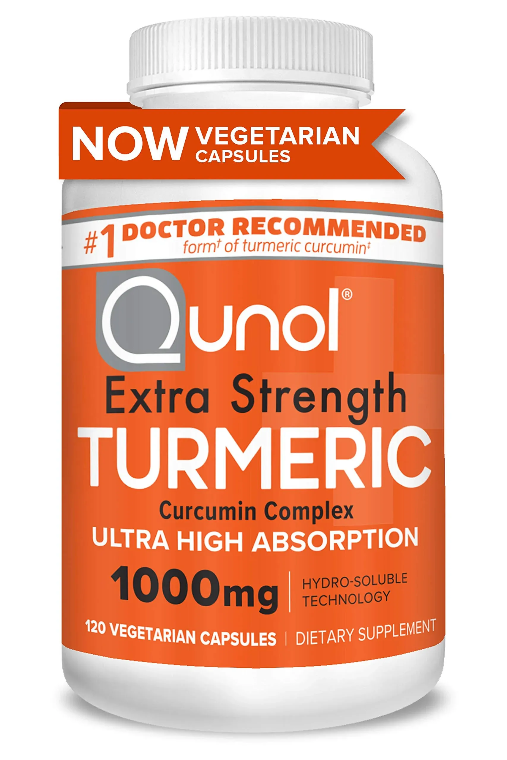 Qunol Turmeric Curcumin Capsules, 1500mg Extra Strength Supplement, Patented Hydro-Soluble Technology, Alternative to Turmeric Curcumin with Black Pepper, 90 Veggie Capsules