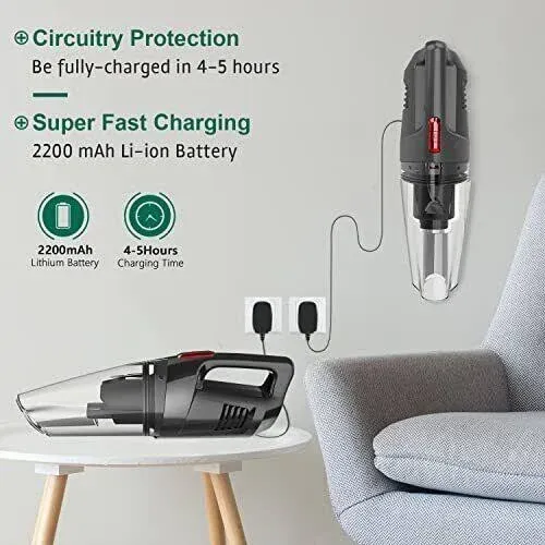 Handheld Vacuum Cordless, 8500pa Strong Suction Hand Vacuum Wet Dry