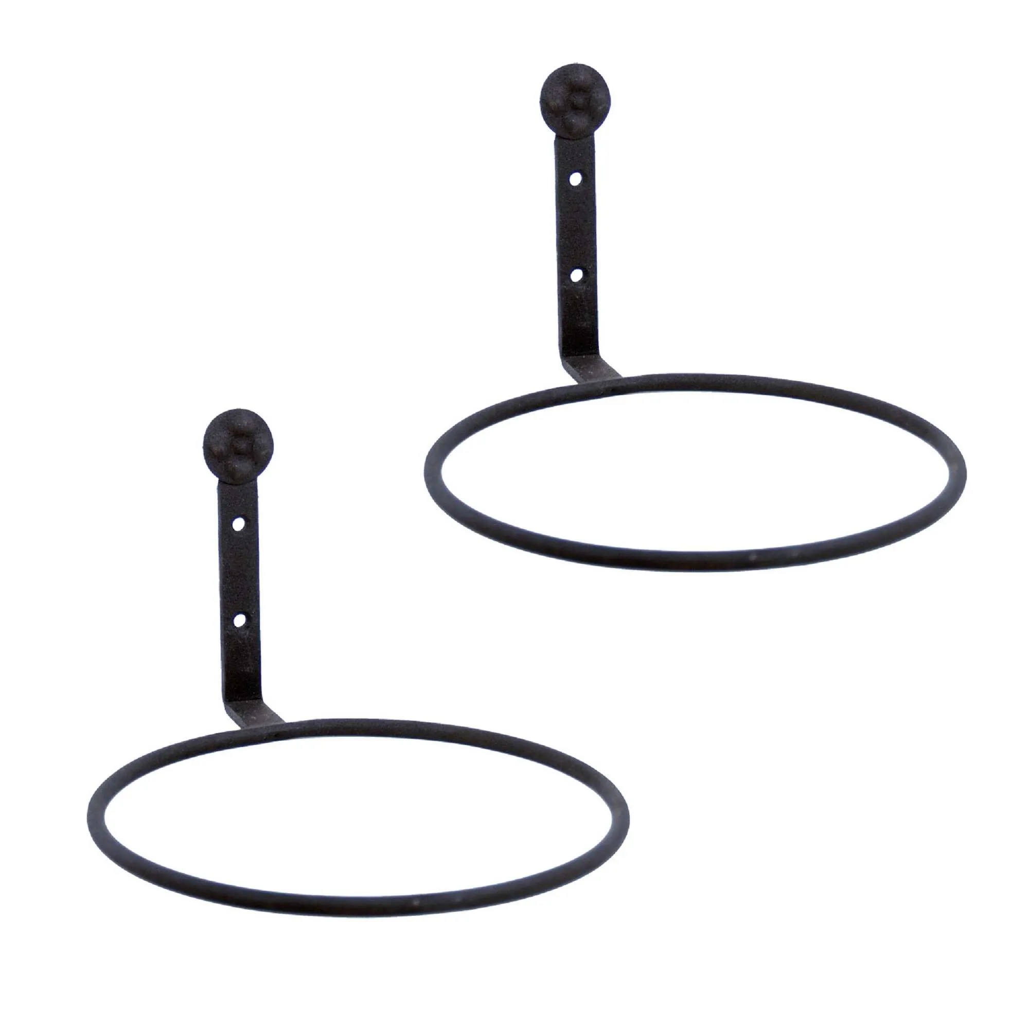 Achla Designs Set of 2 Wall Mounted Flower Pot Holder Ring Brackets, 8 Inch Diameter, Black Powder Coat Finish