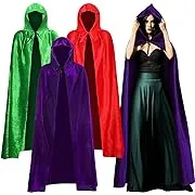 Handepo 3 Pack Velvet Hooded Cape Hooded Cloak Unisex Halloween Wizard Costume ...