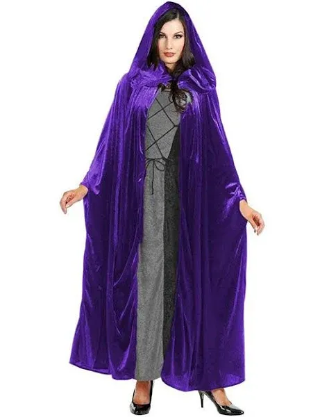 Hooded Cloak Crushed Panne - Purple - Vampire Hocus Pocus - Costume - Adult