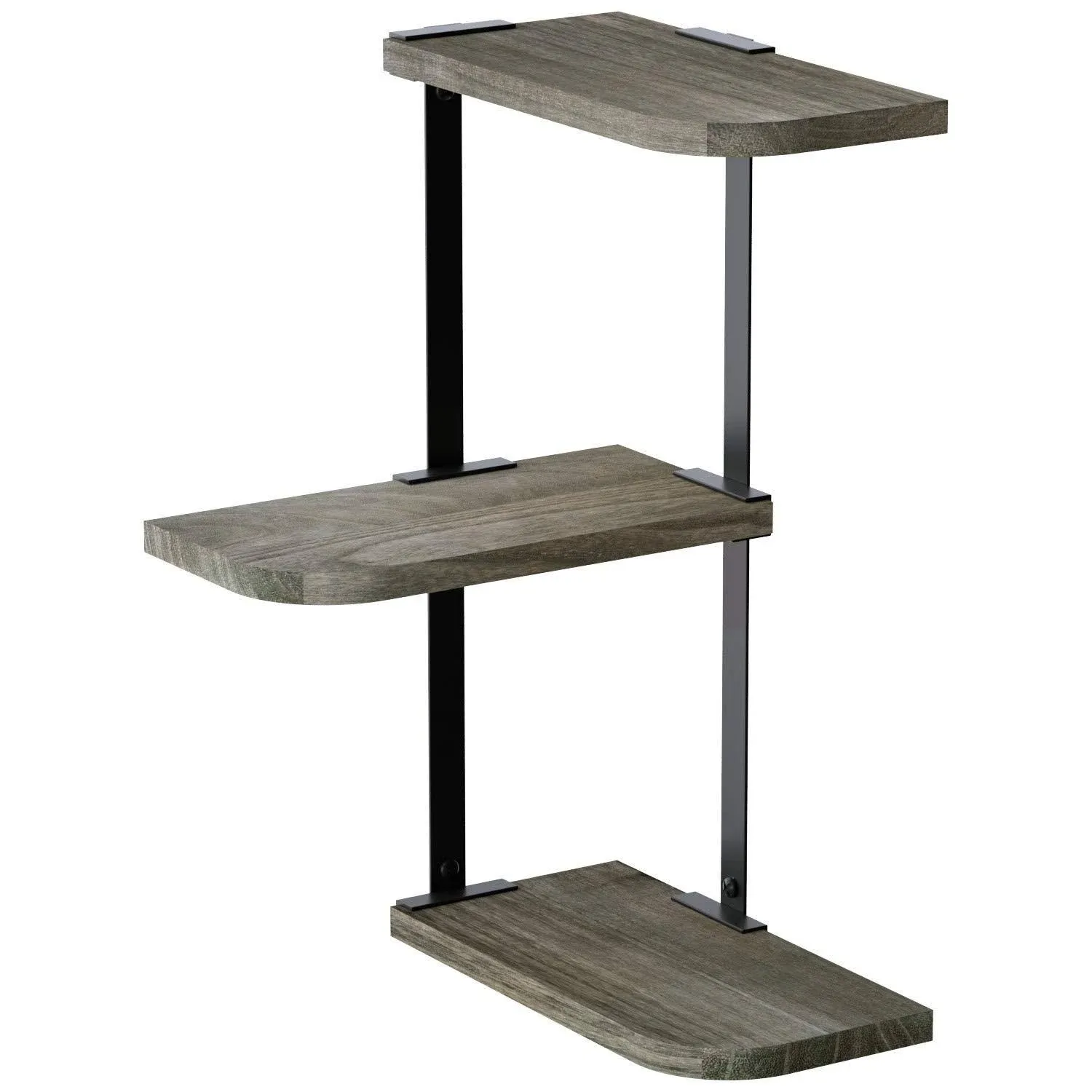 Love-kankei Corner Shelf Wall Mount 3 Tier Rustic Wood Floating Shelves for Bedroom Living Room Bathroom Kitchen