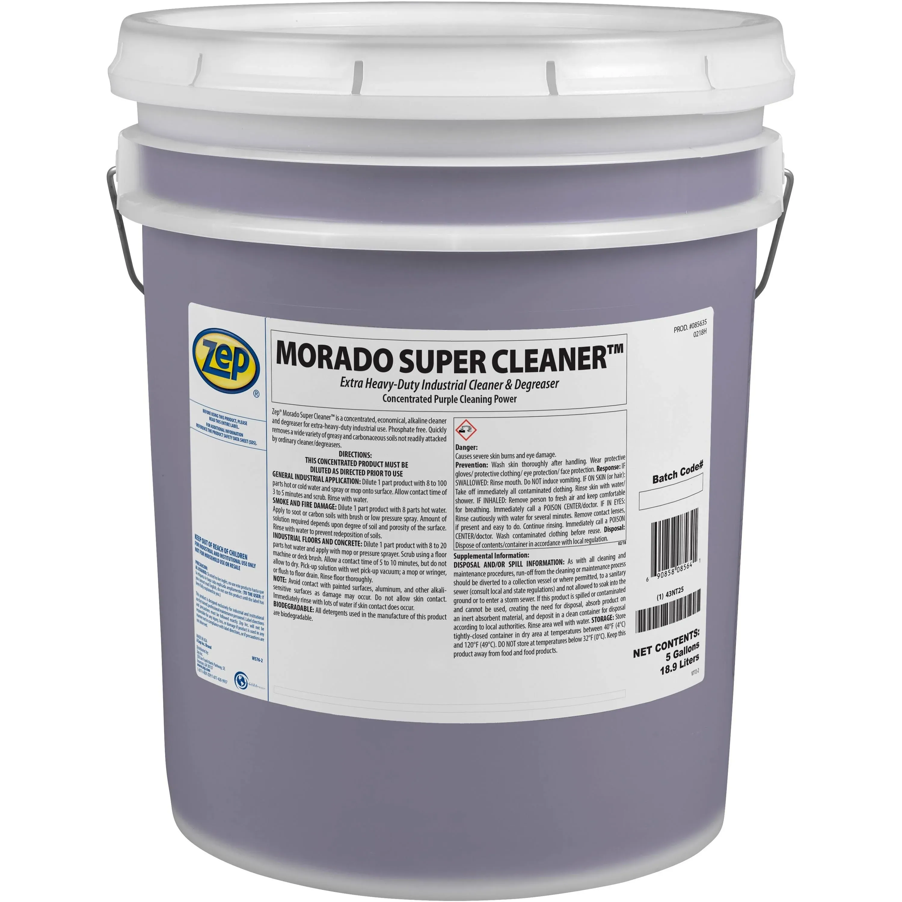 Zep Morado Concentrated Super Cleaner - 5 Gallon (1 Pail) 85635 - Industrial Degreaser (This Product is for Business Customers Only)