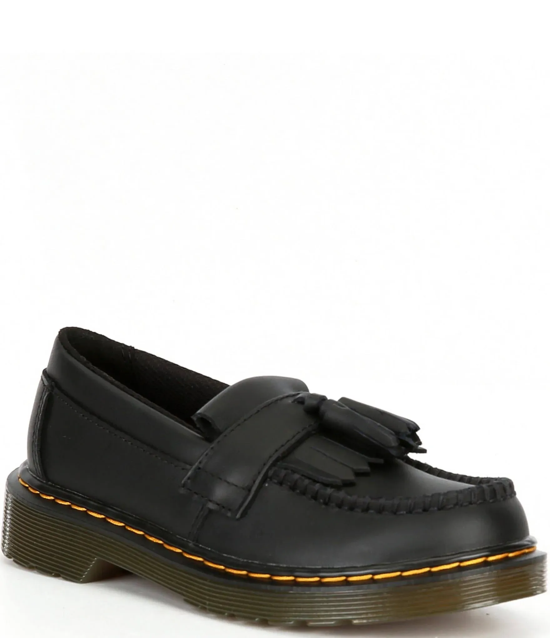 Dr Martens Kids Adrian Softy T Leather Tassel Loafers in Black