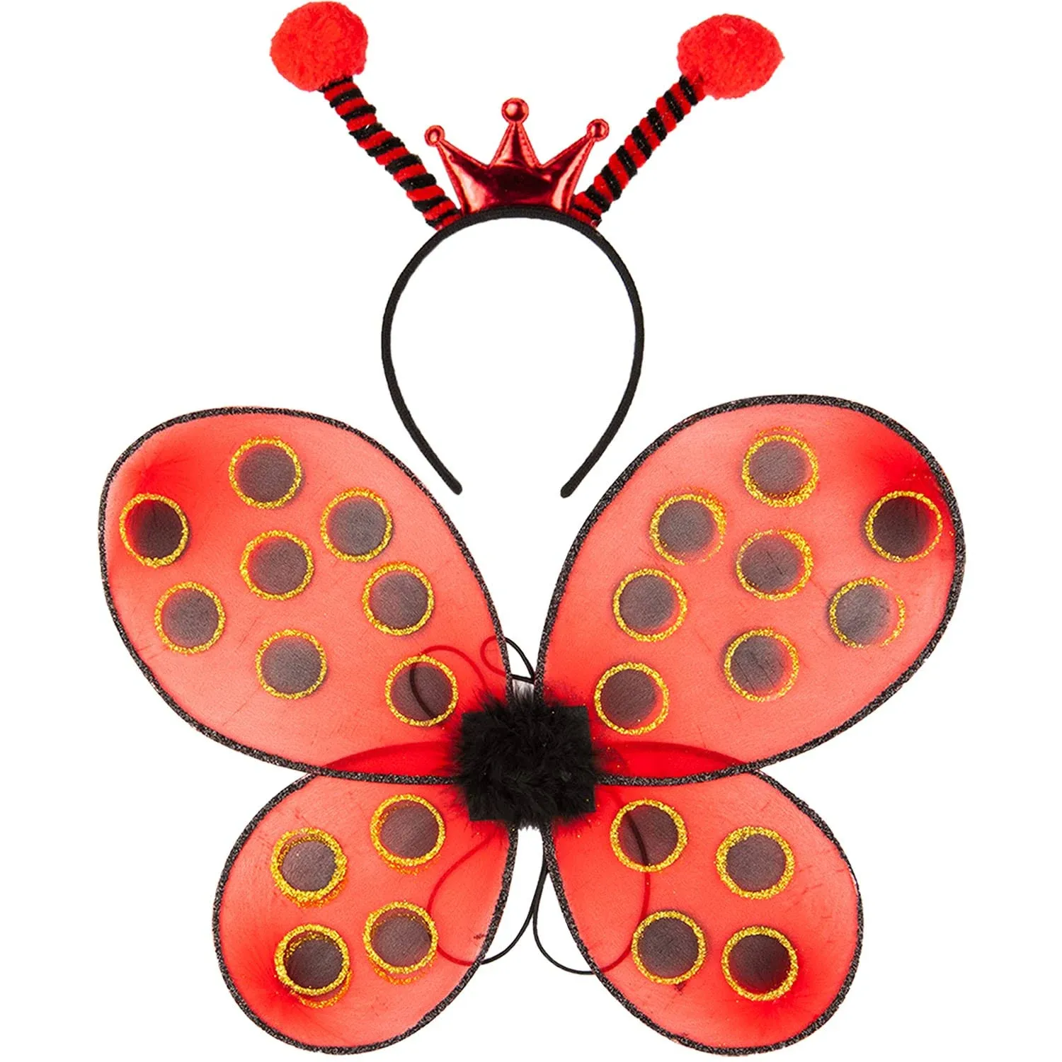 FUNCREDIBLE Ladybug Costume Accessories | Ladybug Wings and Ladybug Headband | Red Ladybugs Costume Set | Cosplay Party Favors