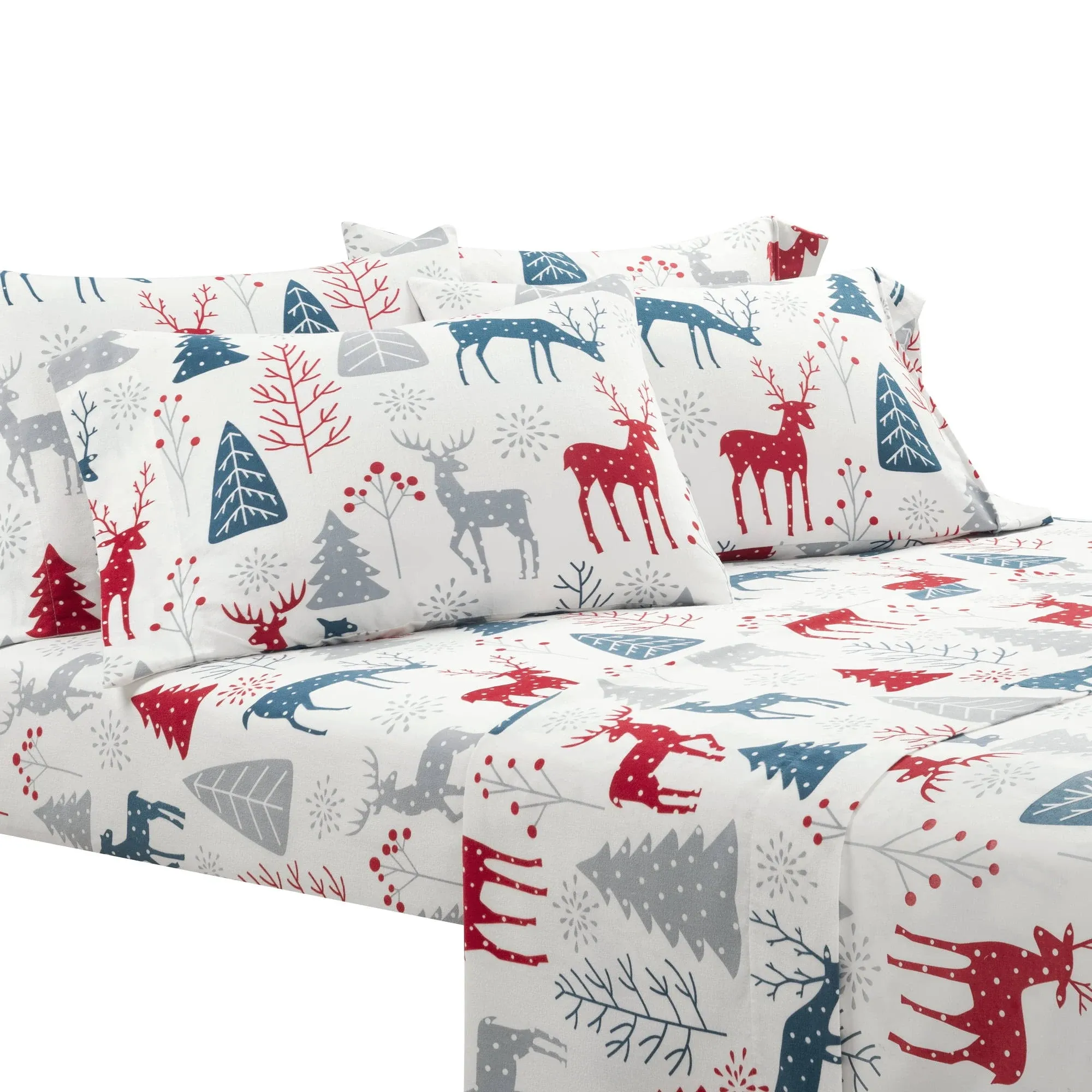 Wonderland Soft Flannel Sheet Set In Red