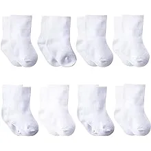 Gerber Baby 8-Pair Sock, White, 0-6 Months