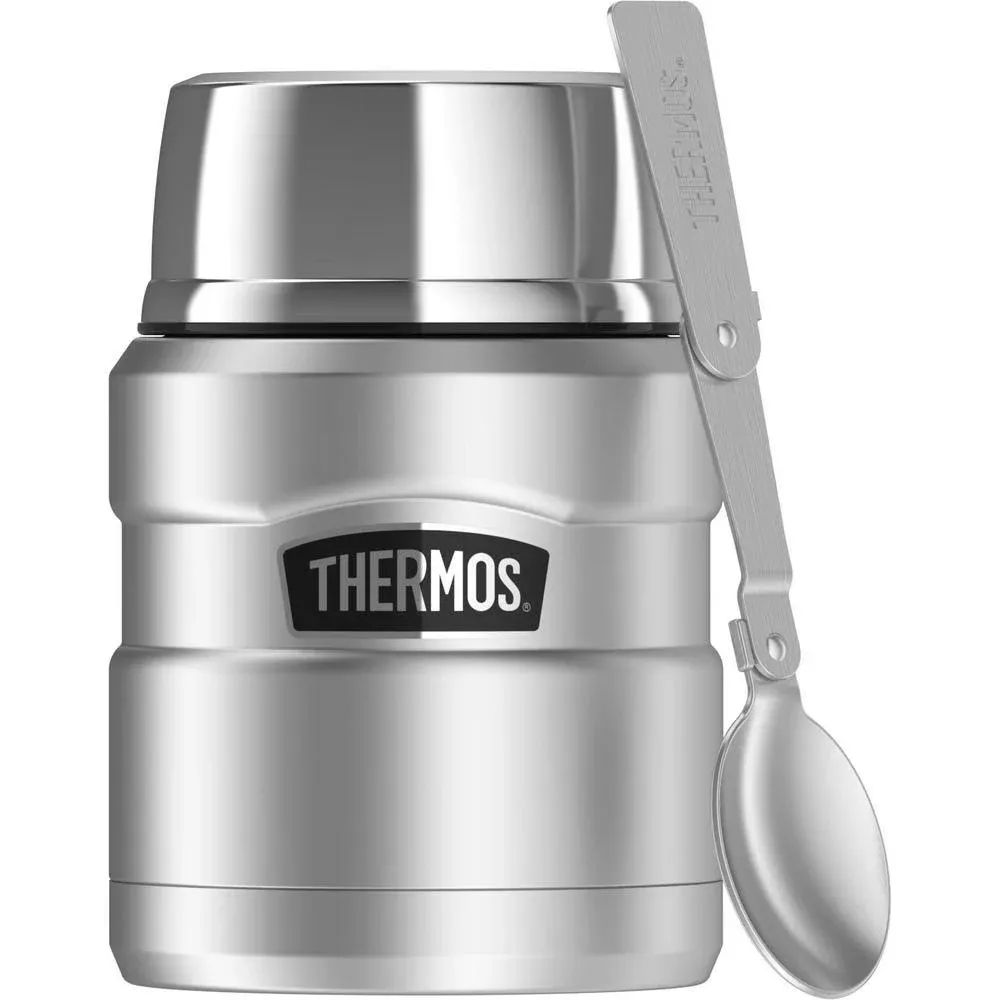 THERMOS Stainless King Vacuum-Insulated Food Jar with Spoon, 16 Ounce, Rustic Red