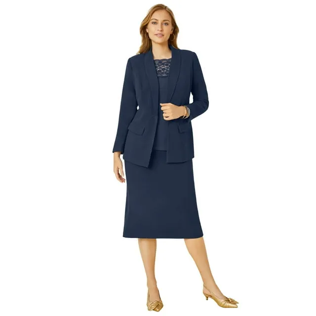 Jessica London Women s Plus Size Single-Breasted Skirt Suit Set