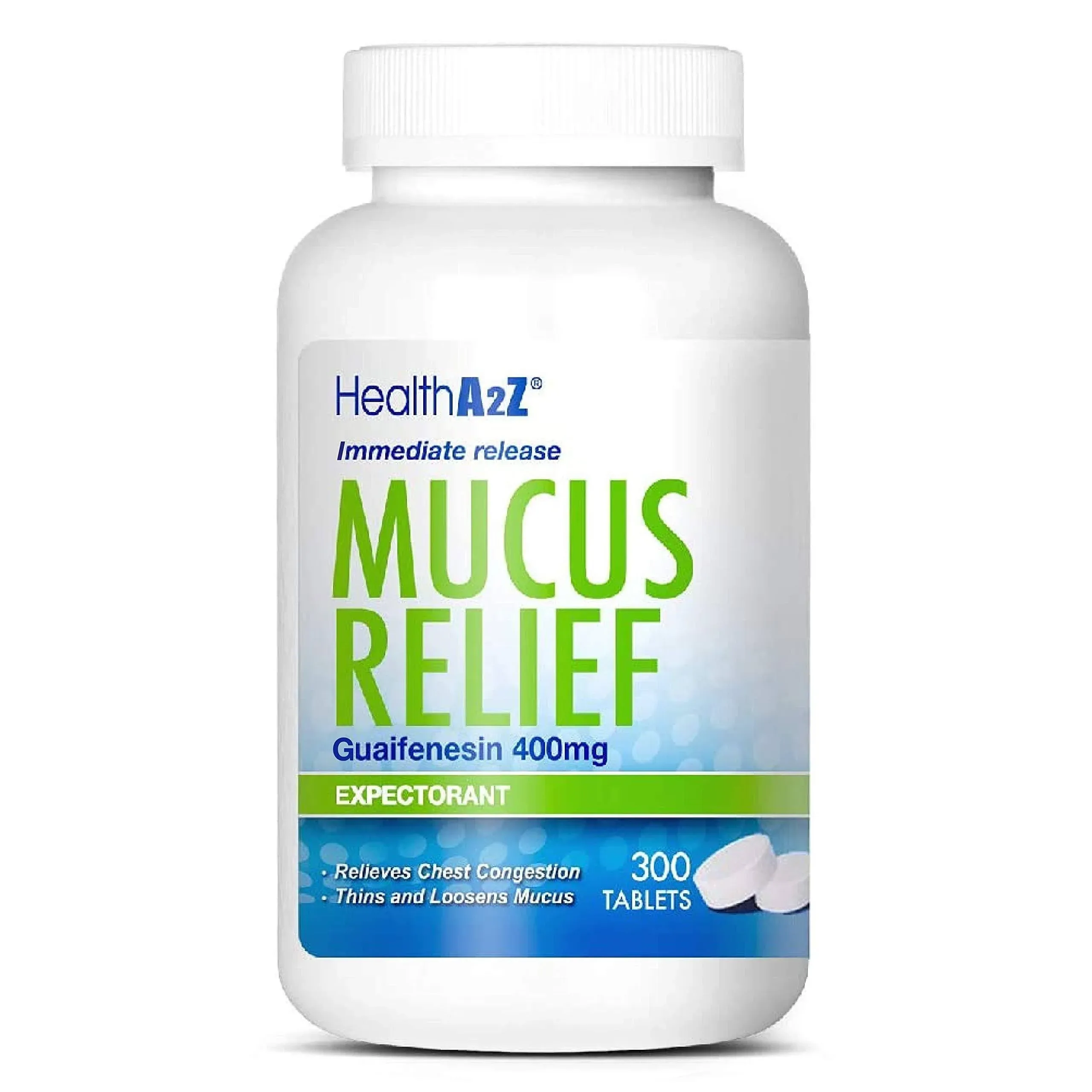 Healtha2Z Mucus Relief Guaifenesin 400Mg - 300 Tablets Expectorant