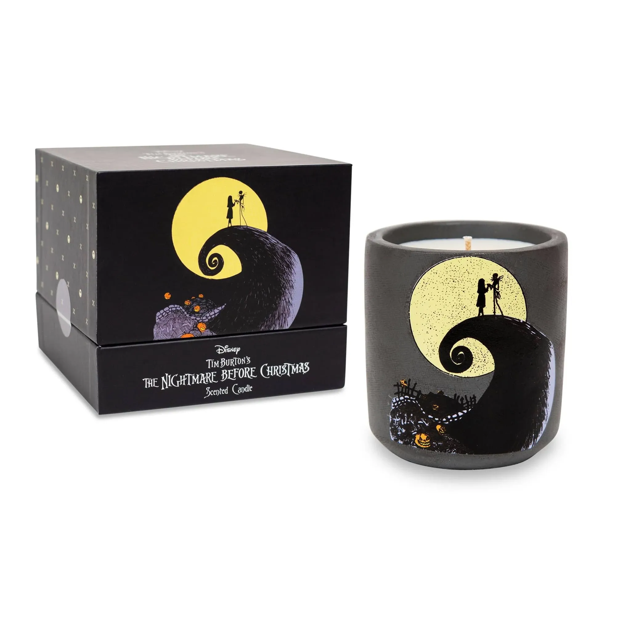 Disney The Nightmare Before Christmas Concrete 7-Ounce Scented Candle In Concrete Jar | Floral Fragrance With 30-Hour Burn Time