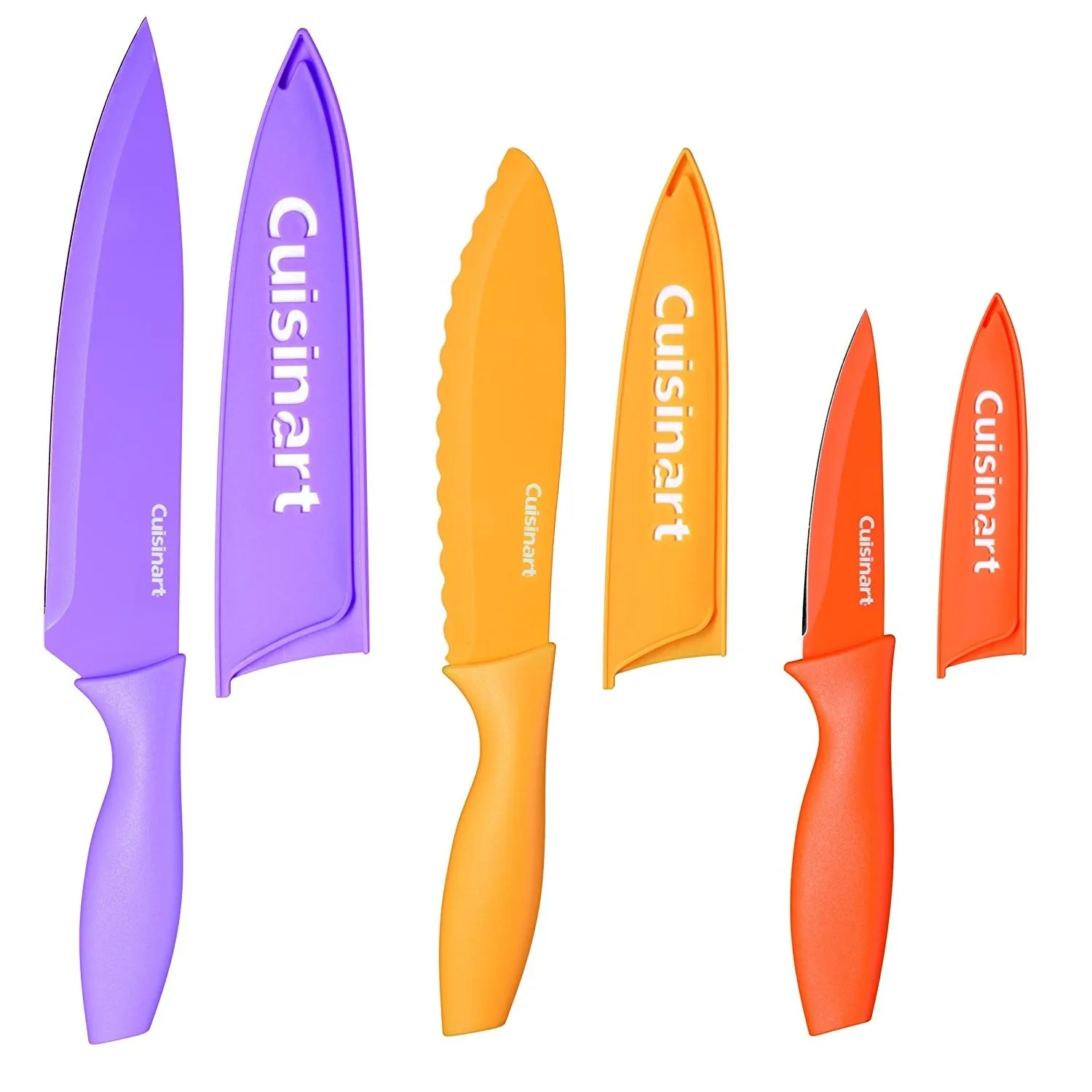 Cuisinart C55CNS-6PCS Advantage Color Collection 6-Piece Non-Stick Cutlery Set with Blade Guards, Multicolor