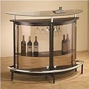 Bowery Hill Contemporary Metal Glass Home Bar in Black and Chrome