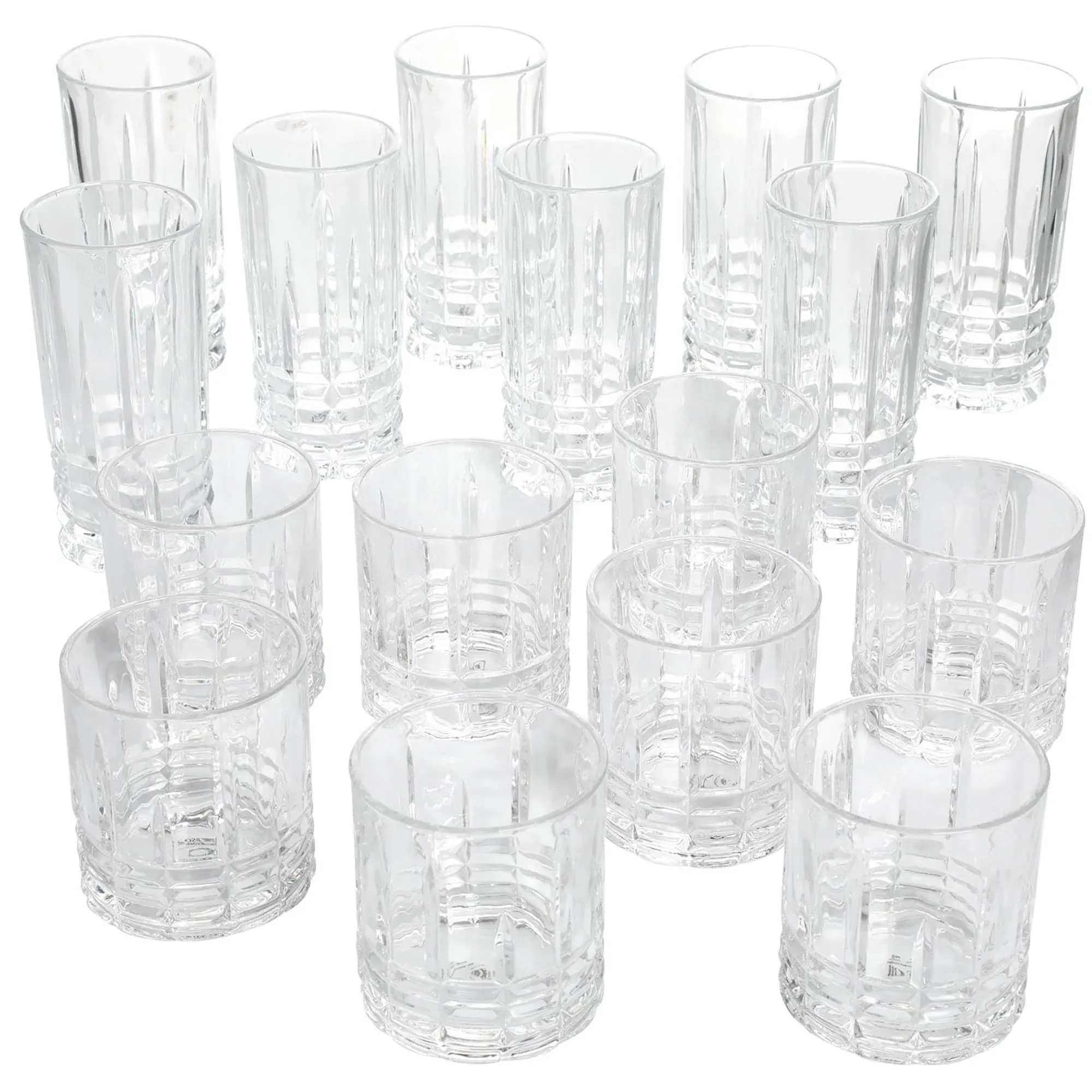 Gibson Home 16 Piece Jewelite Tumbler and Double Old Fashioned Glass Set