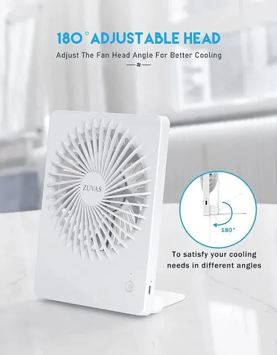 Zuvas Desk Fan Battery Operated Fan Rechargeable 180°Tilt Folding Personal Fan-G