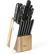 Martha Stewart Eastwalk 14-Piece Matte Knife Block Cutlery Set, Gray