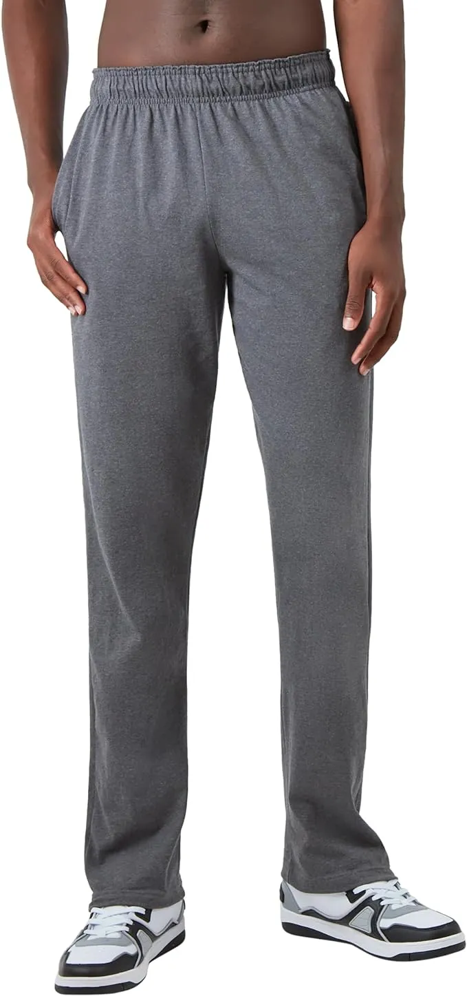 Champion Men's Open Bottom Jersey Pants Granite Heather XL