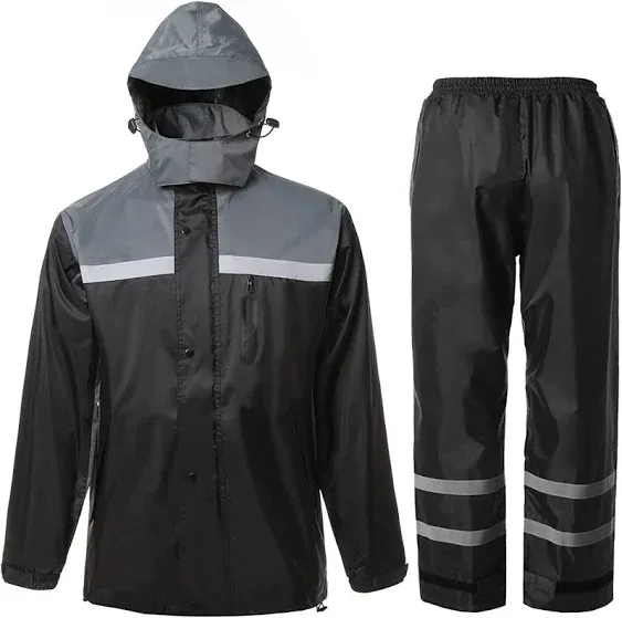 Men&#039;s Rain Suit High Visibility Reflective Work Rain Jacket Pants for All Sport 