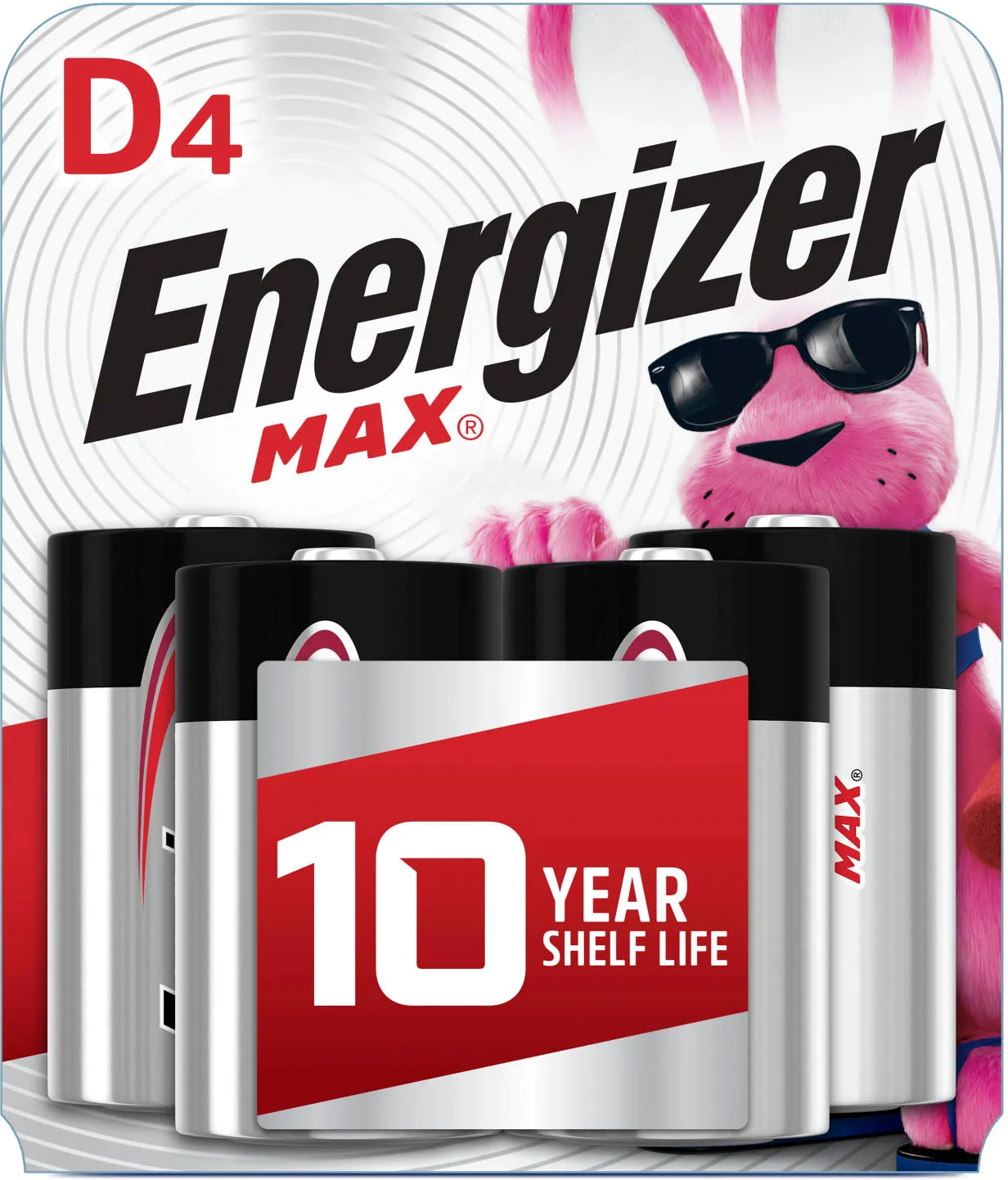 Energizer Max Alkaline Batteries, D - 4 pack