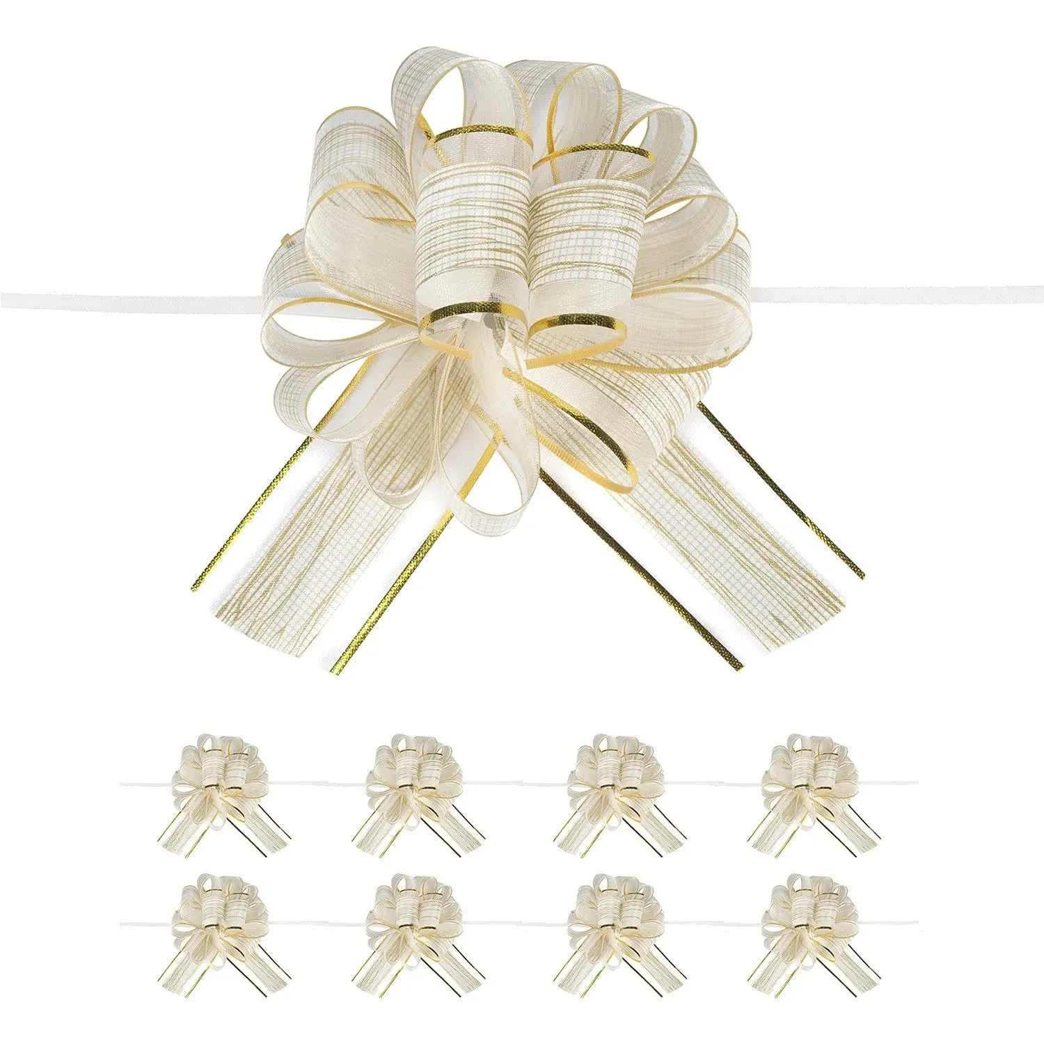 10 PCS Large Pull Bow Gift Wrapping Bows Pull Bow with Ribbon for Wedding Gif...