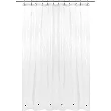 Barossa Design Plastic Shower Curtain Liner 69" x 70" with 6 Magnets - Waterproof PEVA Shower Liner for Standard Size Bathroom, PVC Free, Metal Grommets - Clear, 69X70