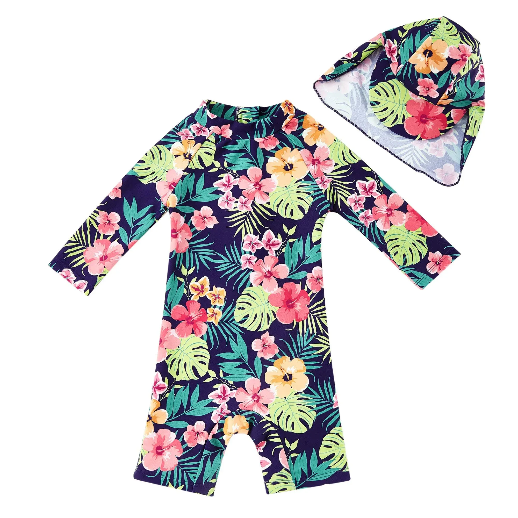 upandfast Toddler Floral Rash Guard Sun Protection Swimsuit for Baby Girls ...