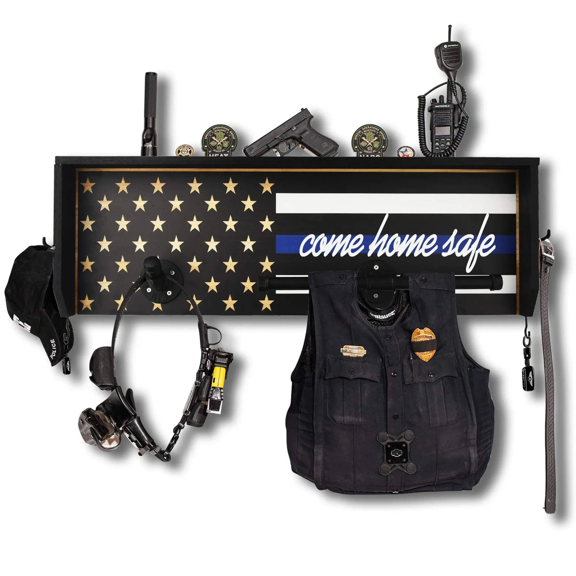 PinkBlue Personalized Customization Wall Mounted Tactical Duty Gear Rack with ...