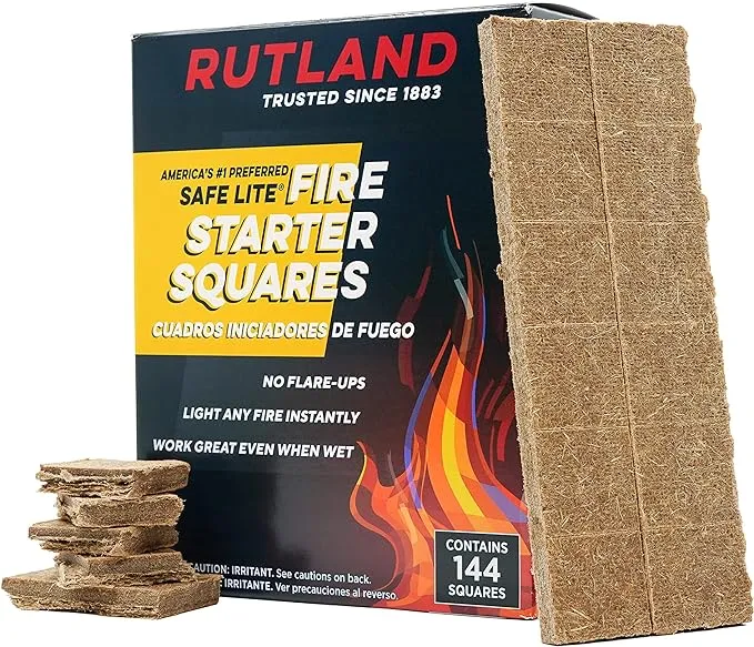 Rutland 50B Safe Lite Fire Starter Squares, 144 Squares