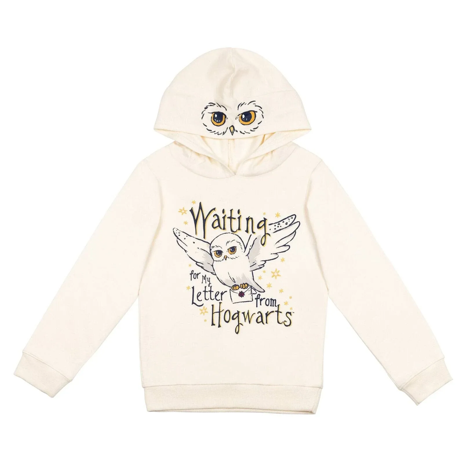 Harry Potter Hedwig Owl Little Girls French Terry Pullover Hoodie Little Kid to Big Kid