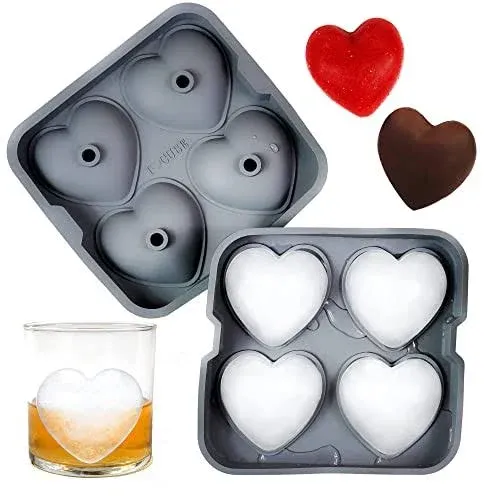 I LOVE CUBE Ice Cube Tray, 3D Heart Ice Mold, Large Big Heart Cube - 2.5 Inches Heart Shape Ice Mold for Whiskey, Cocktail, Beverages, Iced Tea & CoffeeI LOVE CUBE Ice Cube Tray, 3D Heart Ice Mold, Large Big Heart Cube - 2.5 Inches Heart Shape Ice Mold f