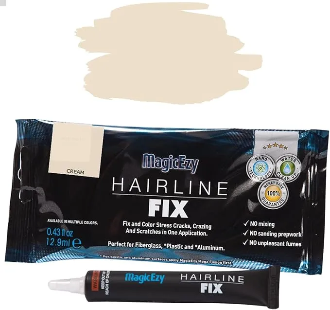 MagicEzy Hairline Fix - (Cream) - Gelcoat Repair Kit for Fiberglass Boats - Marine Crack Repair and Scratch Touch Up Filler - Strong