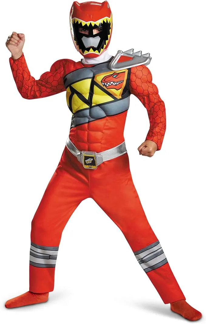 "Boy's Classic Muscle Chest Red Ranger Dino Costume - Small"