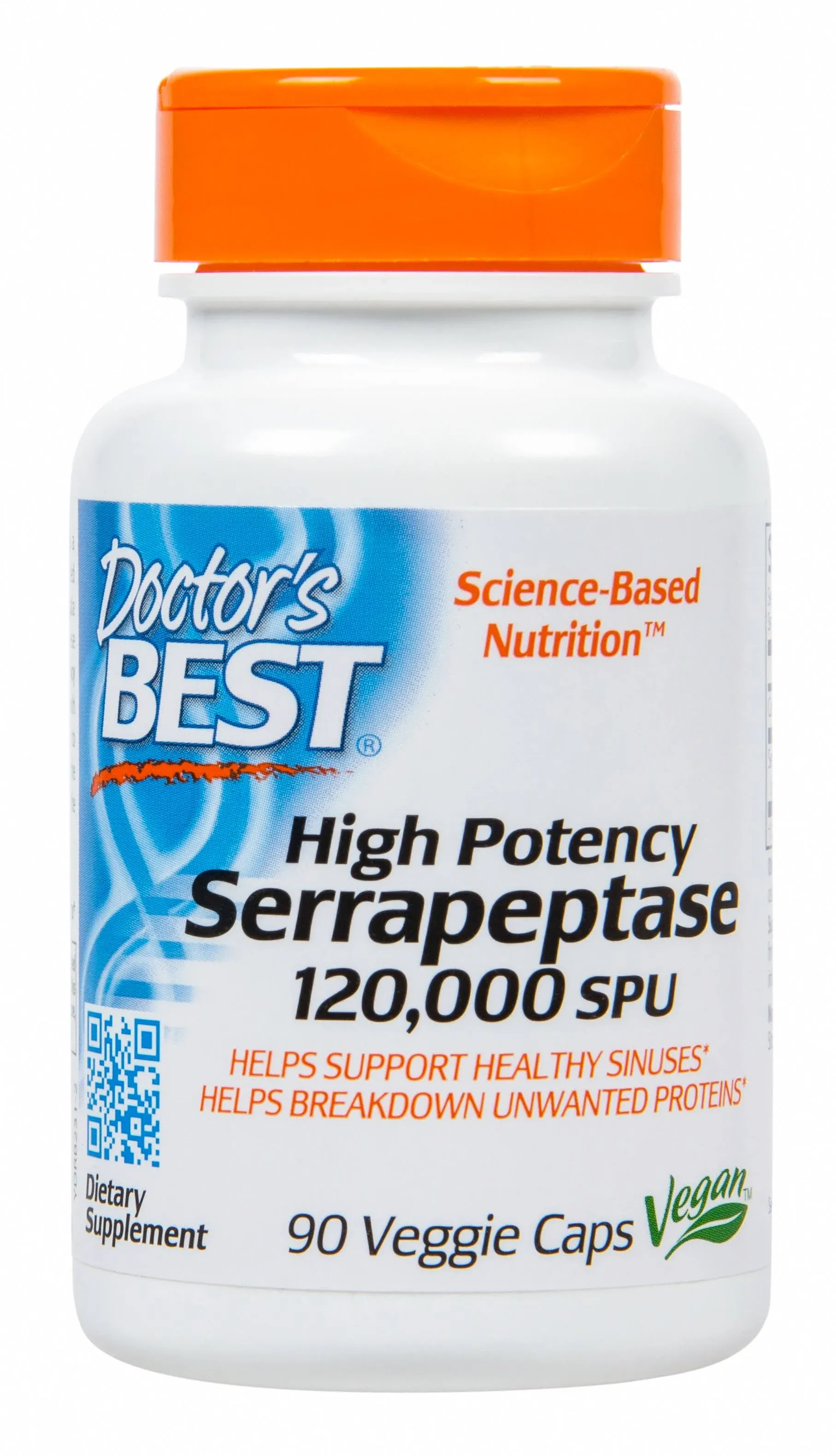 Doctor&#039;s Best High Potency Serrapeptase, Non-GMO, Gluten Free, Vegan, Supports H