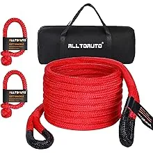 AlltoAuto 1" x 30' Kinetic Recovery & Tow Rope (33,000lbs), with 2 Soft Shackles (33,000lbs) Offroad Recovery Kit for 4WD Pick Up Truck, SUV, ATV, UTV (Red)AlltoAuto 1" x 30' Kinetic Recovery & Tow Rope (33,00…