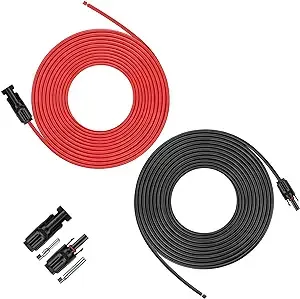 iGreely Solar Panel Extension Cable - 70 Feet 10AWG(6mm²) Solar Extension Cable with Female and Male Connector Solar Panel Wiring Wire Adapter (70FT Red + 70FT Black)