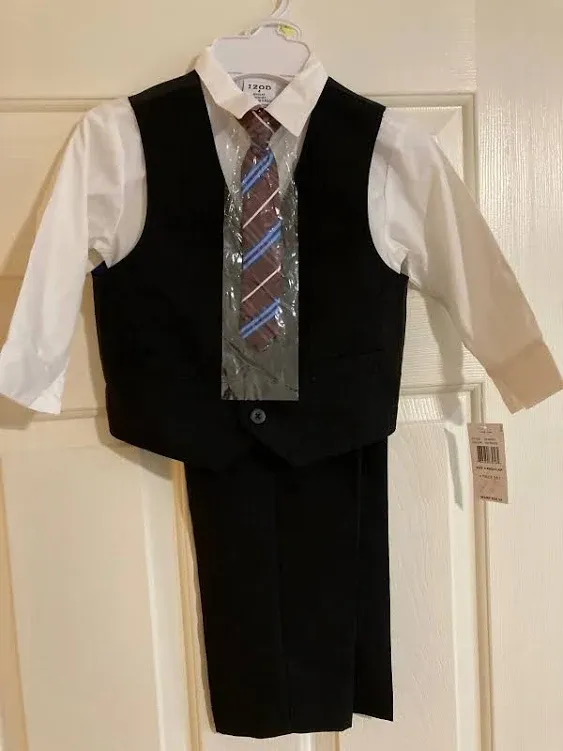 Izod Boys' 4-Piece Dress Shirt, Tie, Vest, and Pants Set