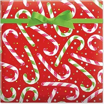 Current Candy Cane Joy Christmas Rolled Wrapping Paper - Premium Jumbo 23-Inch x 32-Foot Gift Wrap Roll, 61 Square Feet Total