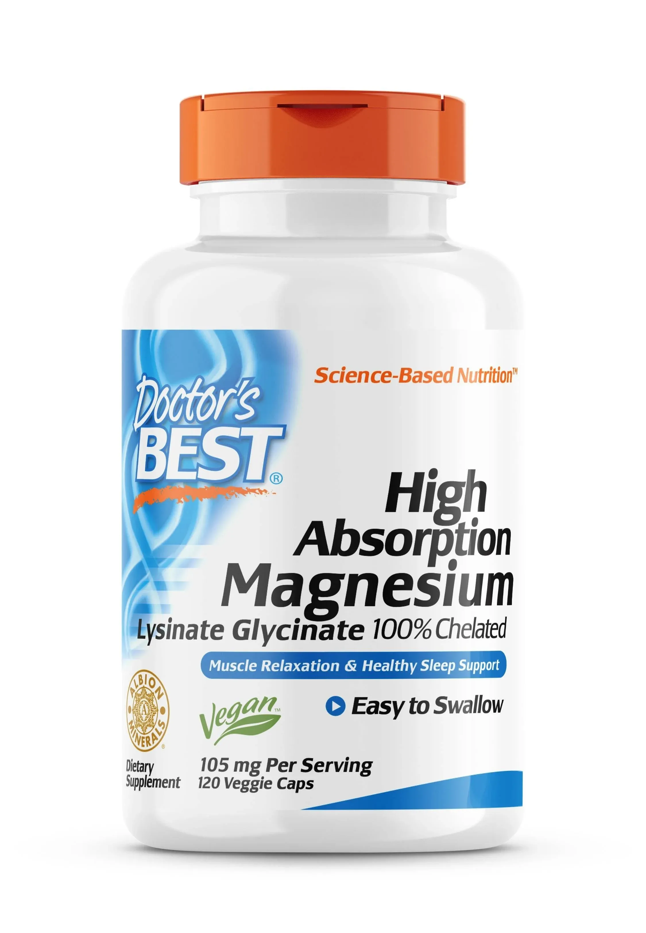 Doctor's Best High Absorption Magnesium Lysinate Glycinate 120 vcaps