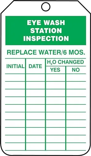 Accuform Safety Tag EYE Wash Station Inspection